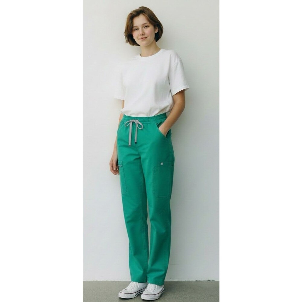 FIGS Technical Collection Drawstring Straight Leg Green Scrub Pants Women's XXS